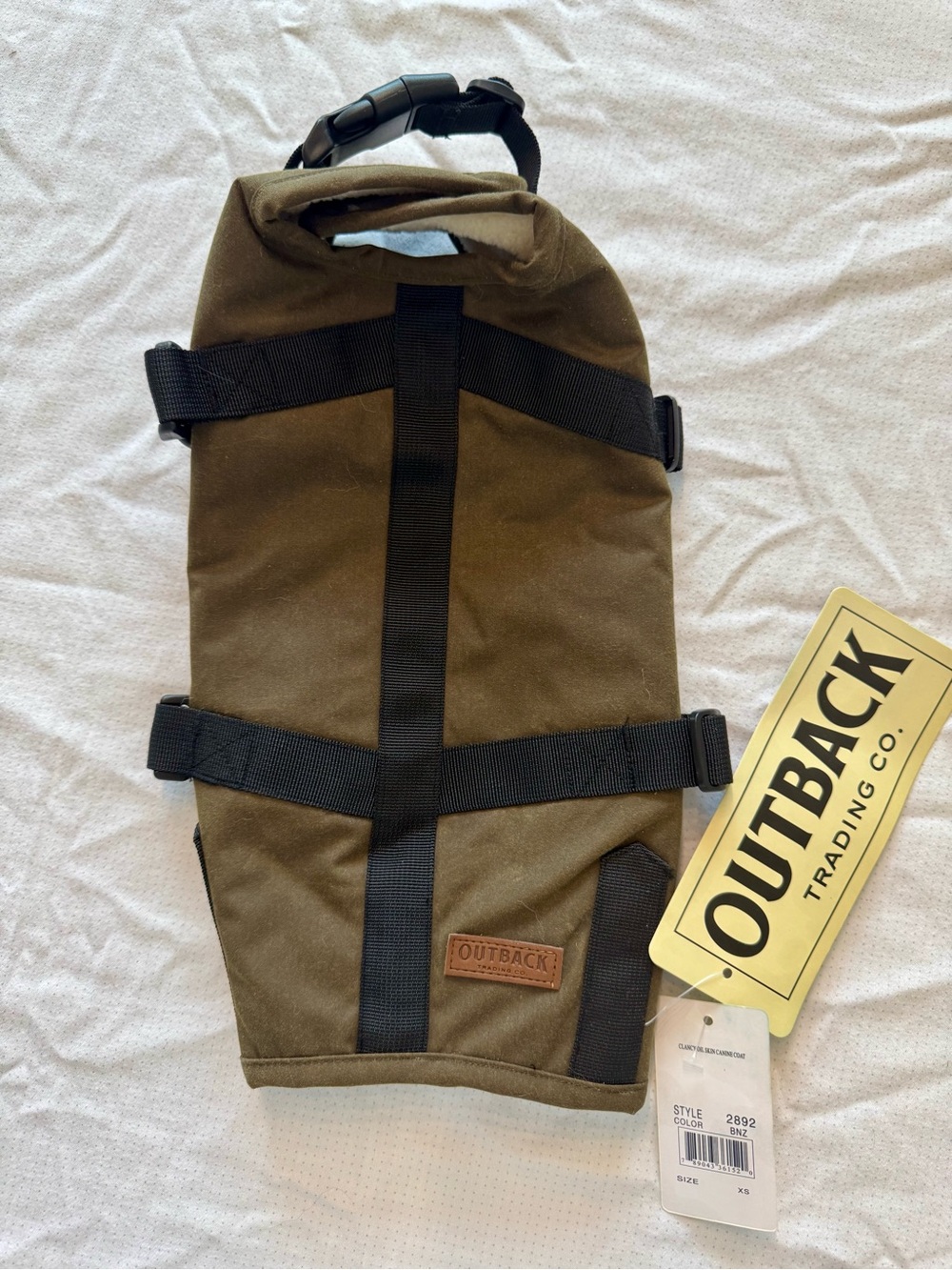 Outback Trading Co Clancy Oilskin Canine Dog Coat Lined XS Brown